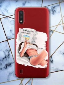 Прозорий чохол для Samsung Galaxy A01  Дівчина з газетою (принт 31)