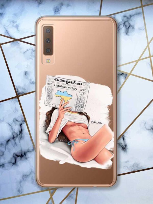 Прозорий чохол на Samsung Galaxy A7(2018) A750 Дівчина з газетою (принт 31)