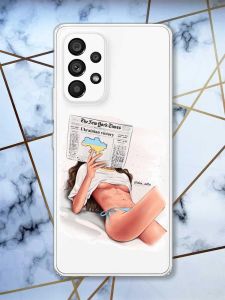 Прозорий чохол на Samsung Galaxy A53  Дівчина з газетою (принт 31)