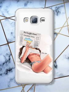 Прозорий чохол на Samsung Galaxy J3 2016 J310 Дівчина з газетою (принт 31)