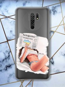 Прозорий чохол на Xiaomi Redmi 9 Дівчина з газетою (принт 31)