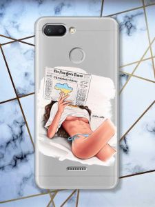 Прозорий чохол на Xiaomi Redmi 6  Дівчина з газетою (принт 31)