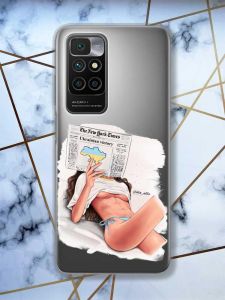 Прозорий чохол для Xiaomi Redmi 10 Дівчина з газетою (принт 31)