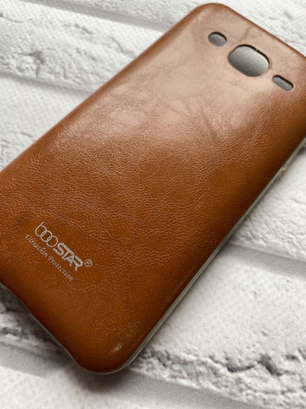 Силіконовий чохол з тисненням і прозорими боками для SAMSUNG J2 Коричневий