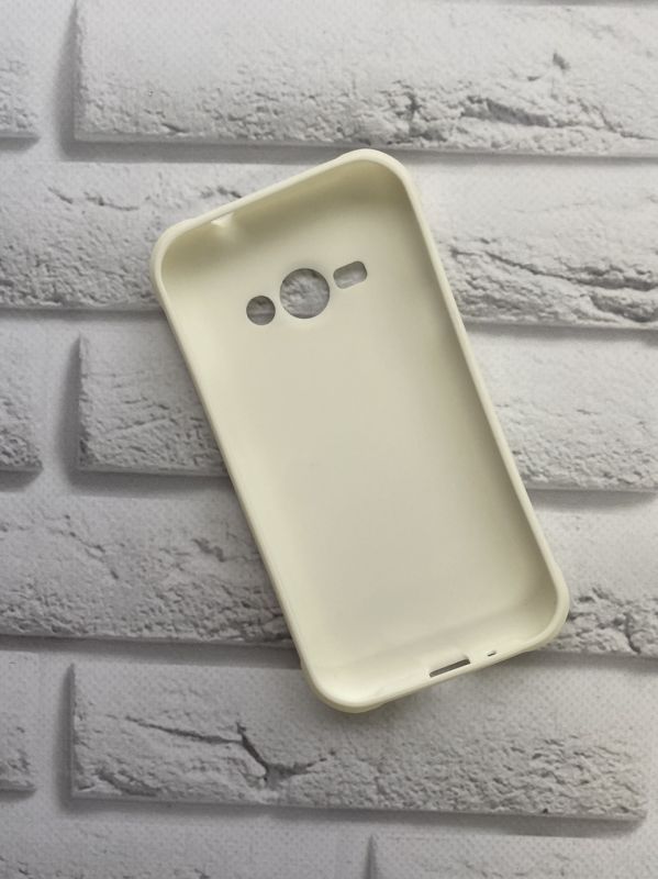 Силіконовий чохол з тисненням та вставкою для SAMSUNG Galaxy J1Ace J110 Білий