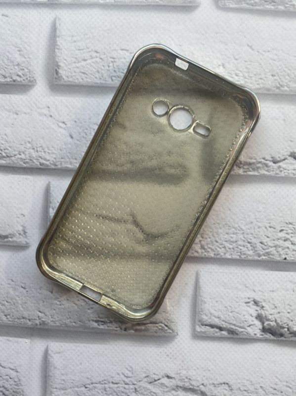 Силіконовий чохол з ободком для SAMSUNG Galaxy J1Ace J110 Сітка. Срібний