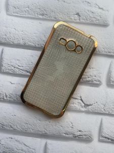 Силіконовий чохол з ободком для SAMSUNG Galaxy J1Ace J110 Сітка. Золотий