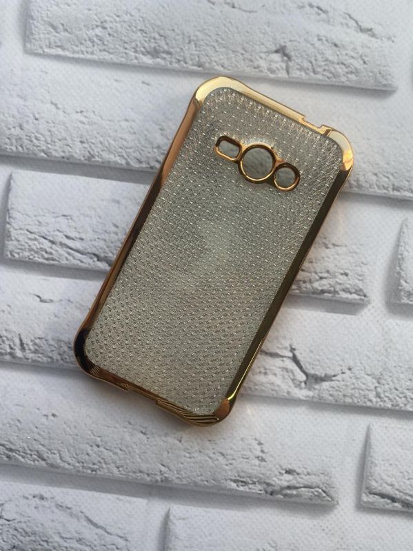Силіконовий чохол з ободком для SAMSUNG Galaxy J1Ace J110 Сітка. Золотий