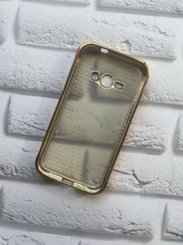 Силіконовий чохол з ободком для SAMSUNG Galaxy J1Ace J110 Сітка. Золотий
