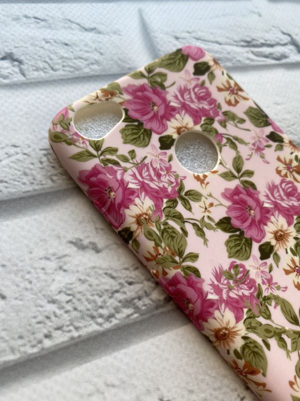 Силіконовий матовий чохол з малюнком для Xiaomi Redmi Note 5A Дрібні квіти на рожевому