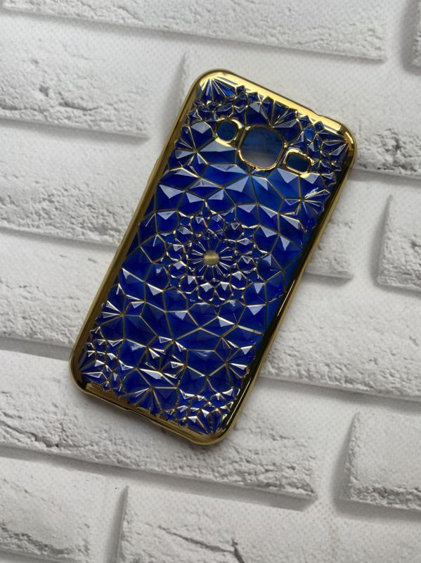 Силіконовий чохол для SAMSUNG Galaxy J2 Ромби випуклі. Синя павутинка