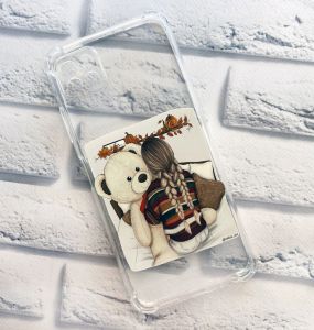 Чохол із потовщеними кутами на Samsung Galaxy A22 5G / A22s 5G Дівчинка з ведмедиком (принт 117)