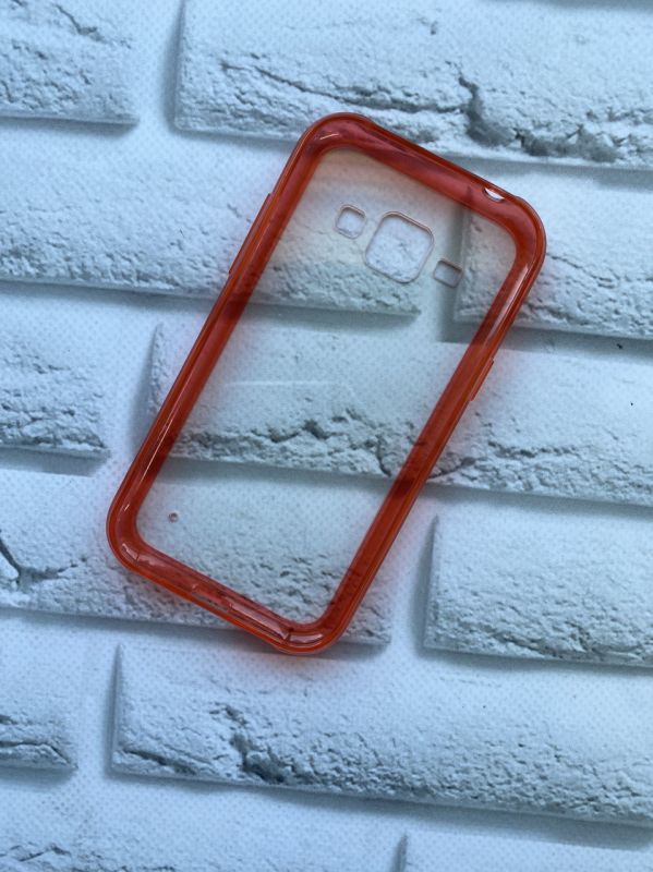 Силіконовий прозорий чохол з бампером для SAMSUNG Galaxy J1/J100 Червоний