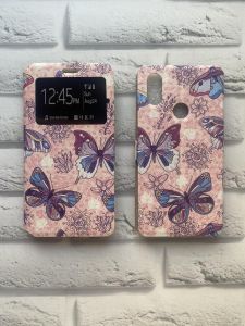 Чохол-книжка з принтом для Xiaomi Redmi 8se Метелики на рожевому