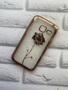 Силіконовий чохол із золотим обідком для SAMSUNG J1mini J105 Троянда