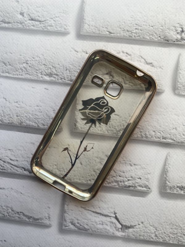 Силіконовий чохол із золотим обідком для SAMSUNG J1mini J105 Троянда