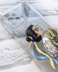 Чохол із потовщеними кутами на Samsung Galaxy A52 Українка з колосками (патріотичний принт 172)