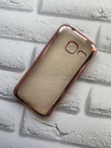 Силіконовий чохол із золотим обідком для SAMSUNG J1mini J105 Рожеве золото