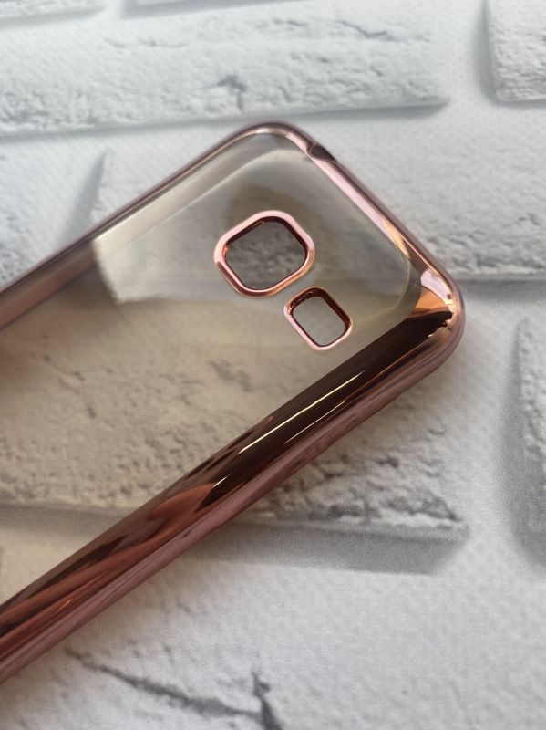 Силіконовий чохол із золотим обідком для SAMSUNG J1mini J105 Рожеве золото