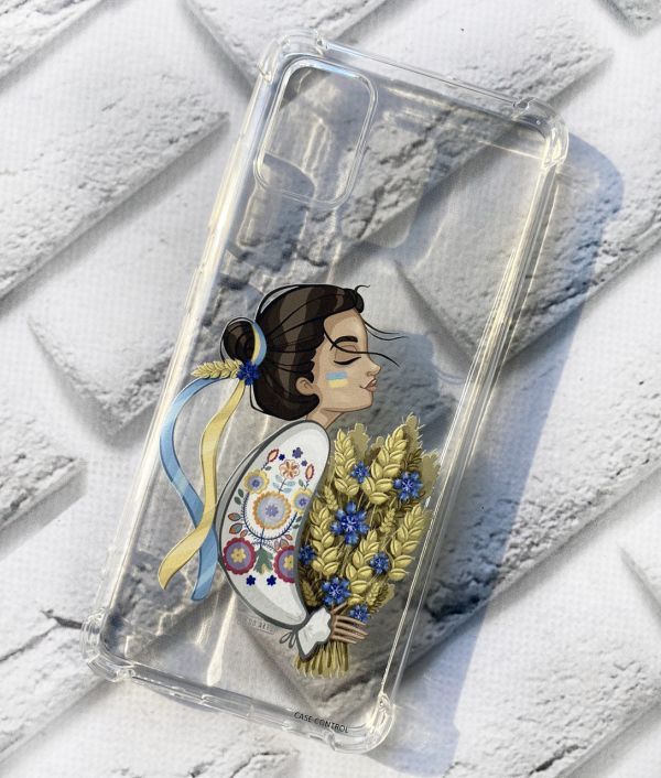 Чохол із потовщеними кутами на Samsung Galaxy A51 Українка з колосками (патріотичний принт 172)