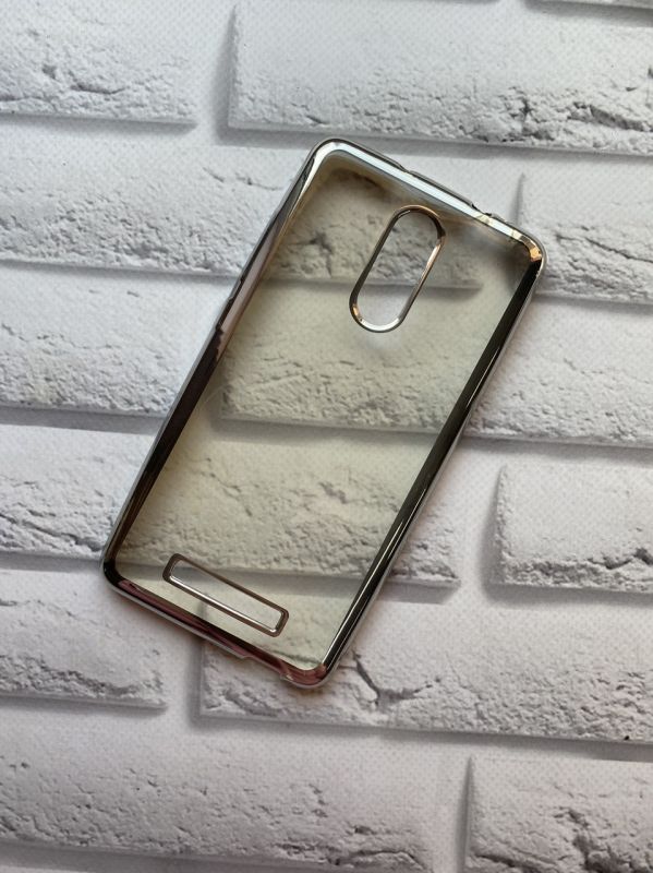 Силіконовий чохол із золотим обідком для Xiaomi Redmi Note 3 / Note 3 Pro Срібний