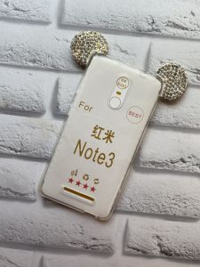 Силіконовий чохол із вухами для Xiaomi Redmi Note 3 / Note 3 Pro Срібний