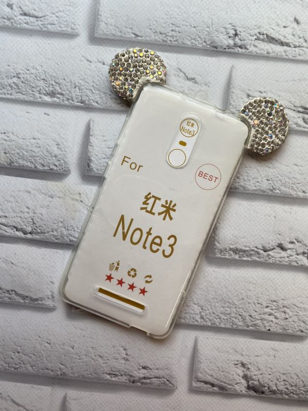 Силіконовий чохол із вухами для Xiaomi Redmi Note 3 / Note 3 Pro Срібний