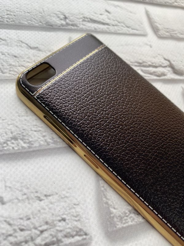 Силіконовий чохол із тисненням для Xiaomi Mi 5 З золотим обідком. Чорний