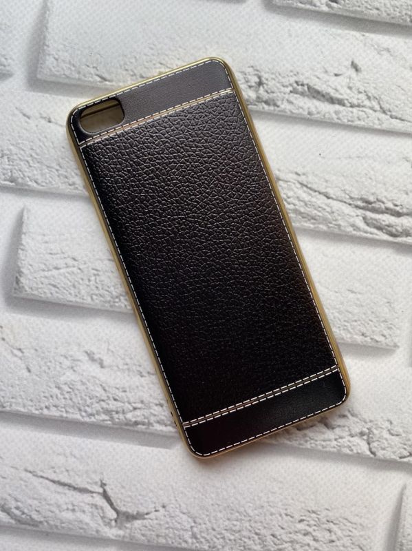 Силіконовий чохол із тисненням для Xiaomi Mi 5 З золотим обідком. Чорний