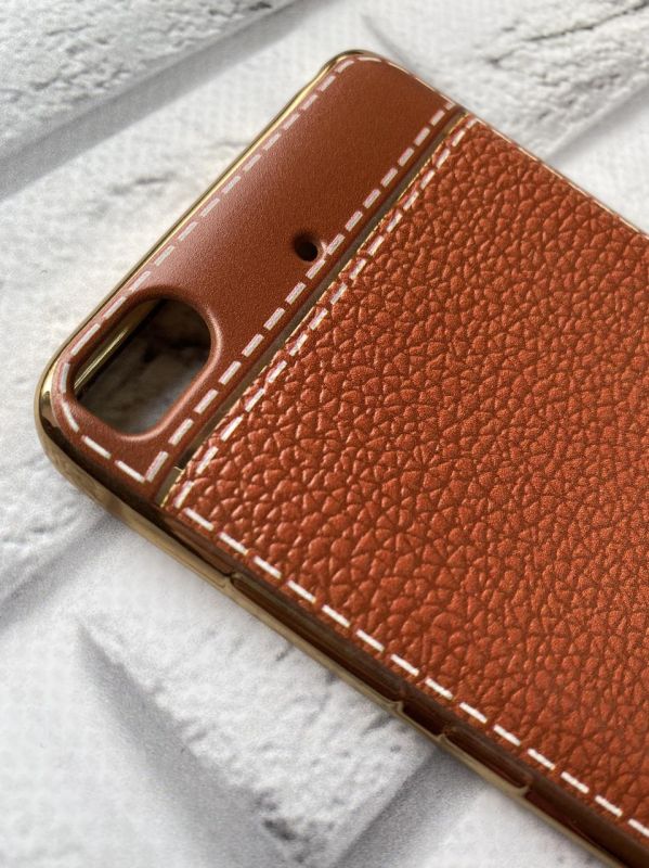 Силіконовий чохол із тисненням для Mi 5s З золотим обідком. Світло коричневий