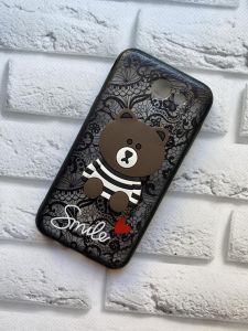 Силіконовий чохол з мереживом для Samsung J3 Prime / J3(2017) Версія для США Ведмедик. Чорний