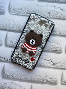 Силіконовий чохол з мереживом для Samsung J3 Prime / J3(2017) Версія для США Ведмедик. Білий