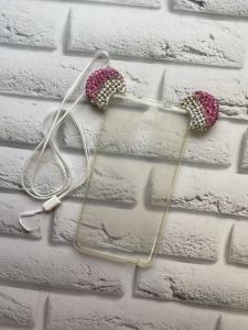 Силіконовий чохол із вухами для телефону Xiaomi Redmi Note 2 Срібно-рожевий