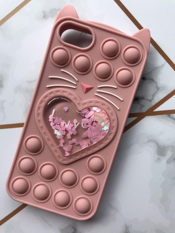 Чохол Попит Антистрес Поп-Іт Pop It на iPhone 6/6s Котик з сердечком Рожевий