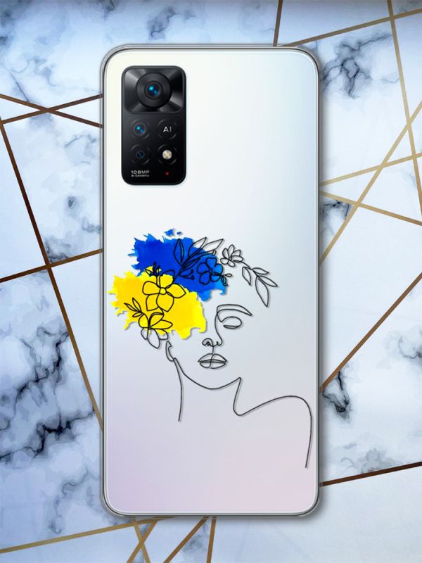 Прозорий чохол на Xiaomi Redmi Note 11 Pro Українка Арт (патріотичний принт 3)