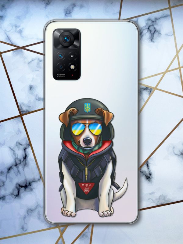 Прозорий чохол на Xiaomi Redmi Note 11 Pro Пес Патрон (патріотичний принт 4)