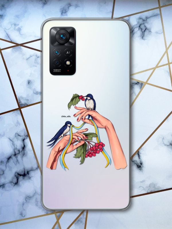 Прозорий чохол на Xiaomi Redmi Note 11 Pro Ластівки (патріотичний принт 15)