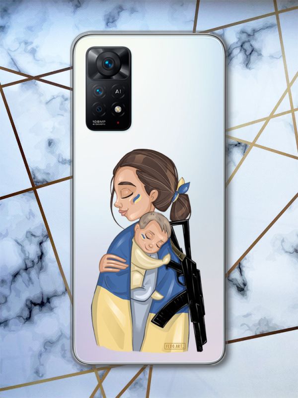 Прозорий чохол на Xiaomi Redmi Note 11 Pro Захисниця (патріотичний принт 20)