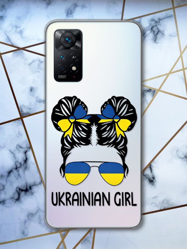 Прозорий чохол на Xiaomi Redmi Note 11 Pro Українська дівчина (патріотичний принт 113)