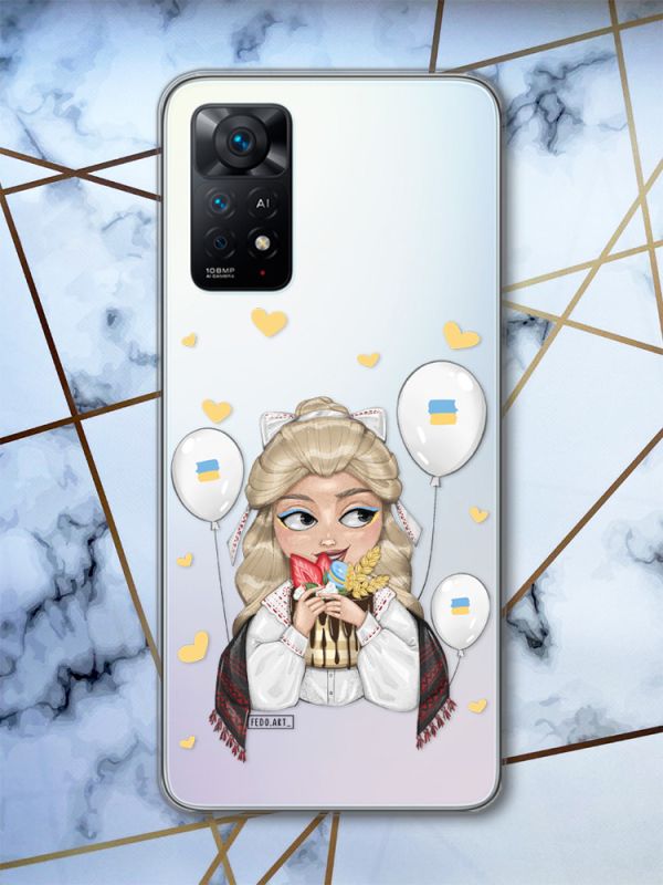 Прозорий чохол на Xiaomi Redmi Note 11 Pro Українка з солодощами (патріотичний принт 175)