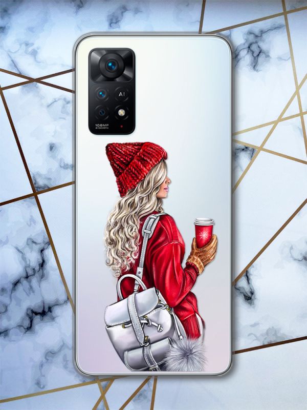 Прозорий чохол на Xiaomi Redmi Note 11 Pro дизайн Дівчина з рюкзаком (принт 9)