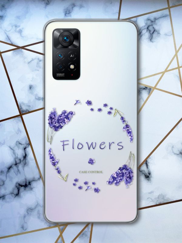 Прозорий чохол на Xiaomi Redmi Note 11 Pro дизайн Лавандовий віночок (принт 19)