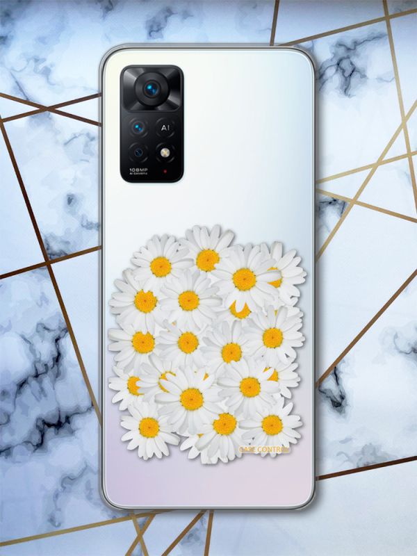 Прозорий чохол на Xiaomi Redmi Note 11 Pro Ромашки (принт 40)