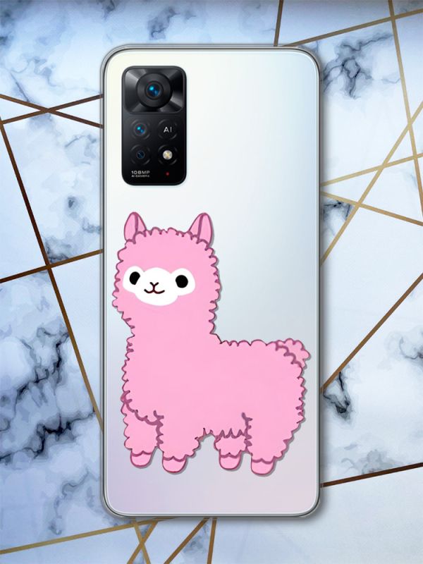 Прозорий чохол на Xiaomi Redmi Note 11 Pro :: Лама рожева (принт 100)