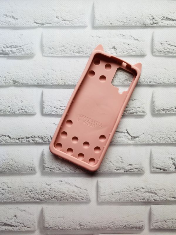 Чохол Попит Антистрес Поп-Іт Pop It для Samsung Galaxy A12 Котик з сердечком. Рожевий