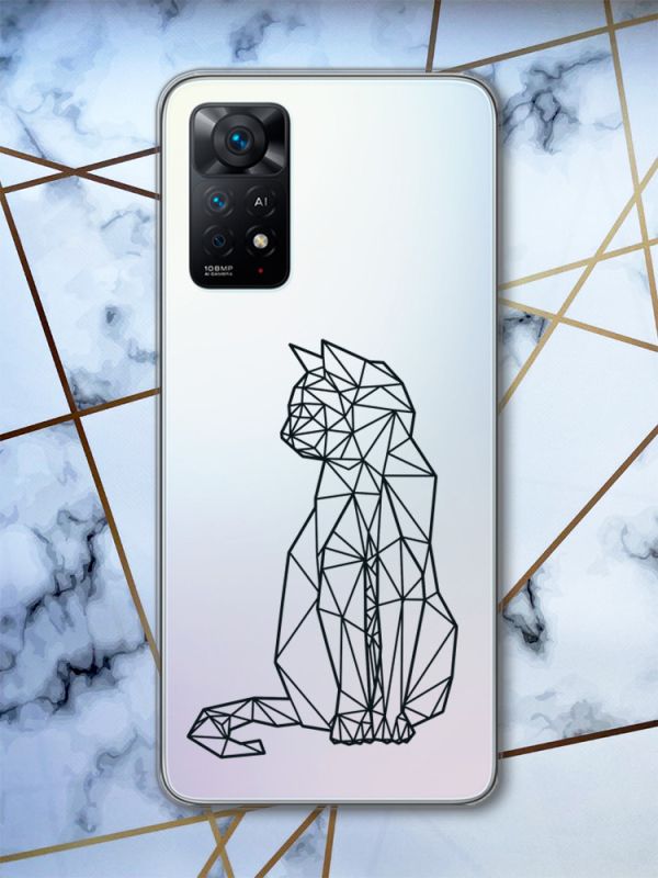 Прозорий чохол на Xiaomi Redmi Note 11 Pro Котик (принт 124)