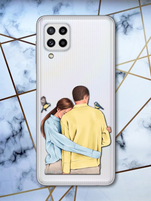 Прозорий чохол для Samsung Galaxy M32/A22 4G Українська пара (патріотичний принт 14)
