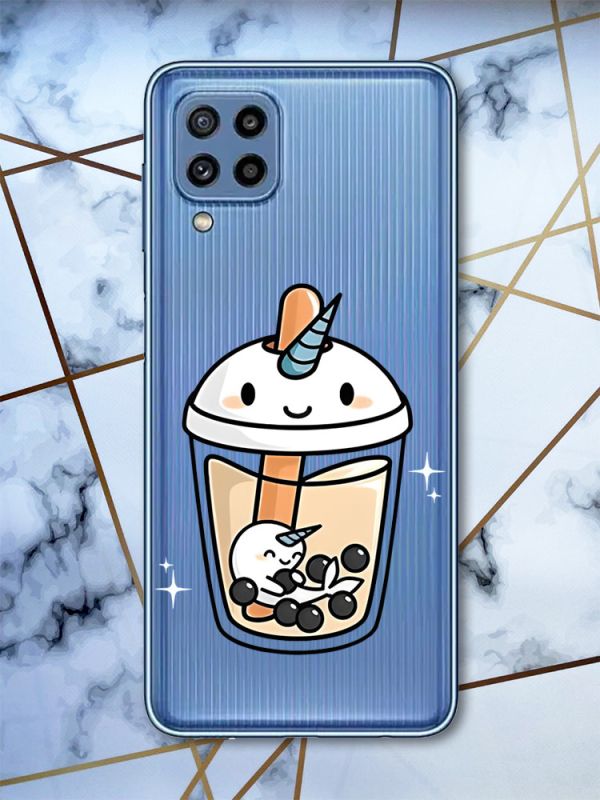 Прозорий чохол Samsung Galaxy M32 / M22 / A22 4G Коктейль Єдиноріг (принт 96)