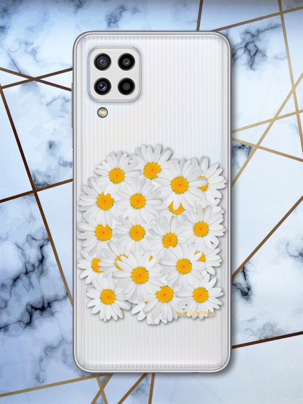 Прозорий чохол Samsung Galaxy M32 / M22 / A22 4G Букет ромашок (принт 40)