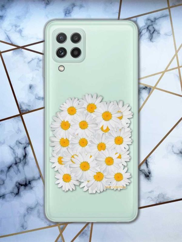 Прозорий чохол Samsung Galaxy M32 / M22 / A22 4G Букет ромашок (принт 40)
